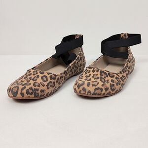 Elephantito Melissa Flats Suede Leopard Brown Slip-on Ballerina Shoes Size 6